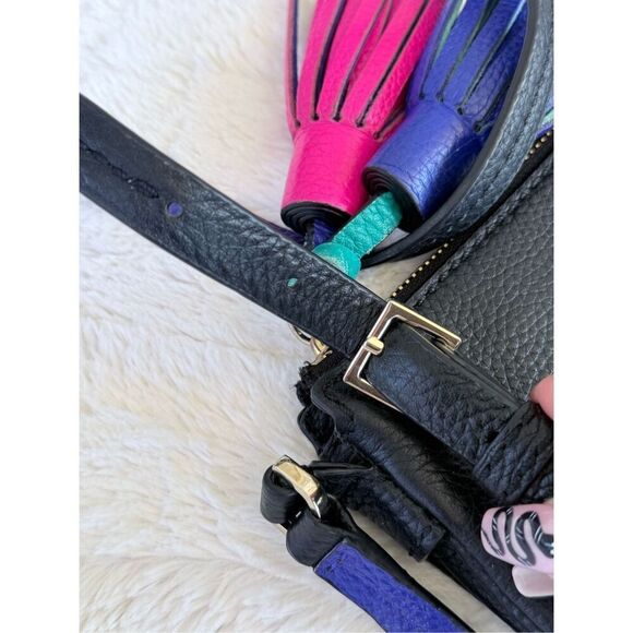 Kate Spade Black 100% Leather Crossbody Purse With Leather Tassels - Picture 15 of 15